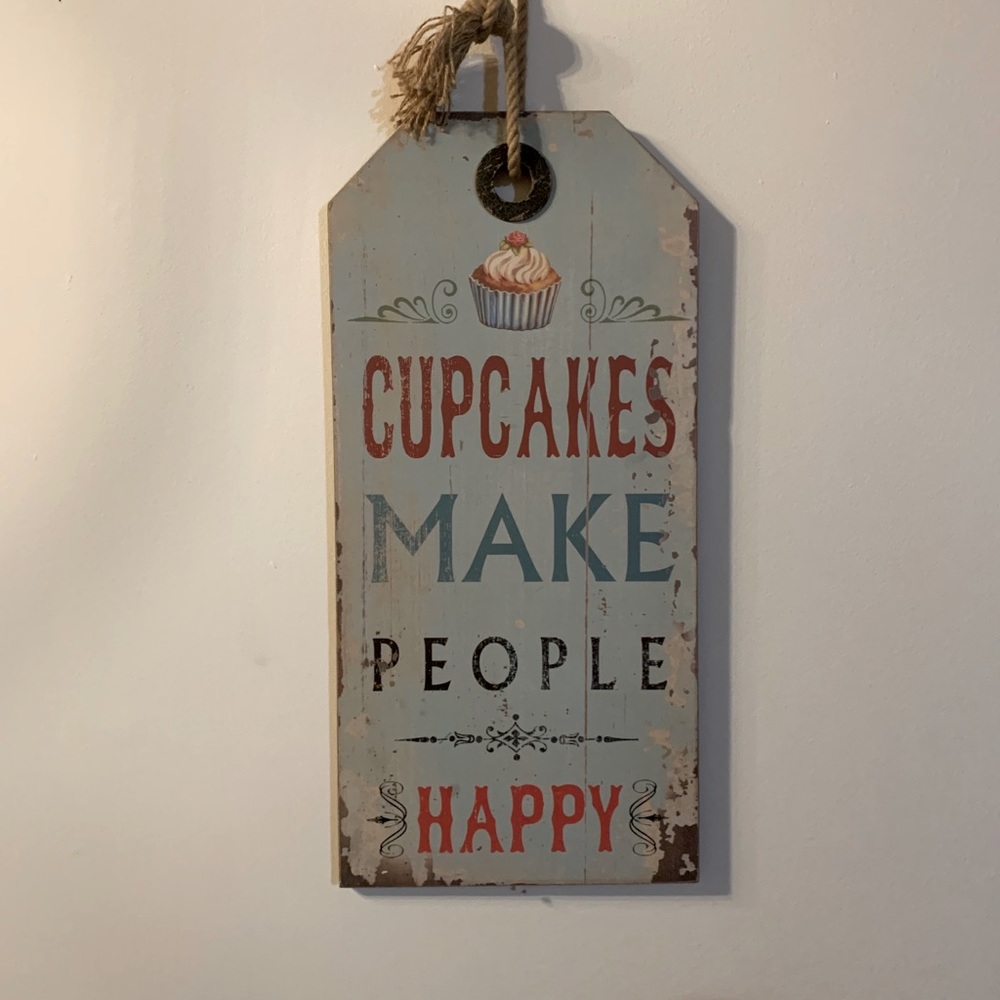 Wooden cupcake sign